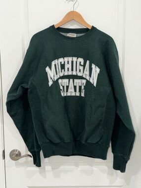 Michigan State Men's Dark Green Crewneck Sweatshirt VTG Steve & Barry’s 90s S